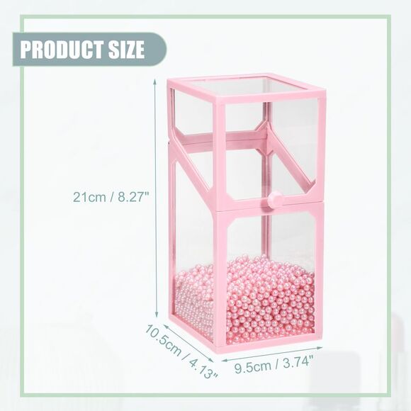 Clear Dustproof Quadrilateral Makeup Brush Storage Box with Pink Faux Pearl Pink - Picture 3 of 6